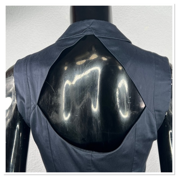 Tara Jarmon 100% Cotton Fit & Flare Robe Dress Sz 36 Navy Blue - Picture 7 of 9